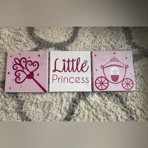3-Piece Canvas Wall Art Set for Girls 12"x12", Princess by Delta Children